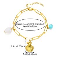 304 Stainless Steel 18K Gold Plated Casual Beach Starfish Conch Shell Bracelets sku image 3