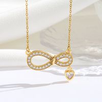 Titanium Steel 18K Gold Plated Modern Style Sweet Classic Style Plating Inlay Infinity Wings Bow Knot Zircon Pendant Necklace sku image 6