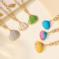 304 Stainless Steel Shell 18K Gold Plated Casual Beach Starfish Conch Shell Pendant Necklace main image 1