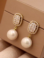 1 Pair Elegant Lady Geometric Inlay Imitation Pearl Alloy Artificial Crystal Imitation Pearl Ear Studs main image 4