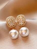 1 Pair Elegant Lady Geometric Inlay Imitation Pearl Alloy Artificial Crystal Imitation Pearl Ear Studs main image 3