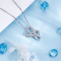 Copper IG Style Sweet Hollow Out Inlay Heart Shape Zircon Pendant Necklace main image 5
