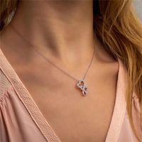 Copper IG Style Sweet Hollow Out Inlay Heart Shape Zircon Pendant Necklace main image 6