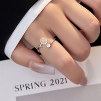 Sterling Silver White Gold Plated Elegant Simple Style Layered Patchwork Flowers Flower Petal Zircon Rings main image 1