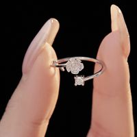 Sterling Silver White Gold Plated Elegant Simple Style Layered Patchwork Flowers Flower Petal Zircon Rings main image 5