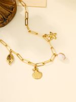 304 Stainless Steel 18K Gold Plated Casual Beach Inlay Starfish Shell Shell Necklace main image 7