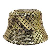 Unisex Hip-Hop Exaggerated Gradient Color Solid Color Fish Scales Printing And Dyeing Handmade Wide Eaves Bucket Hat sku image 1