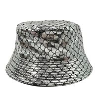 Unisex Hip-Hop Exaggerated Gradient Color Solid Color Fish Scales Printing And Dyeing Handmade Wide Eaves Bucket Hat sku image 3