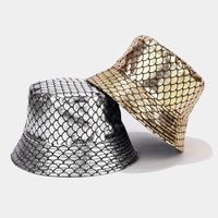 Unisex Hip-Hop Exaggerated Gradient Color Solid Color Fish Scales Printing And Dyeing Handmade Wide Eaves Bucket Hat main image 4