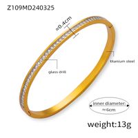 304 Stainless Steel 18K Gold Plated Basic Modern Style Classic Style Inlay Geometric Zircon Bangle main image 5