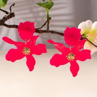 1 Pair Glam Solid Color Flower Synthetic Resin Zinc Alloy Drop Earrings main image 3