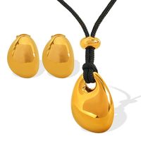 Titan Stahl 18 Karat Vergoldet Elegant Dame Klassischer Stil Überzug Irregulär Geometrisch Wassertropfen Ohrringe Halskette main image 6
