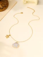 304 Stainless Steel 18K Gold Plated Casual Beach Starfish Shell Pendant Necklace main image 4
