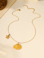 304 Stainless Steel 18K Gold Plated Casual Beach Starfish Shell Pendant Necklace main image 6