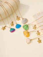 304 Stainless Steel 18K Gold Plated Casual Beach Starfish Shell Pendant Necklace main image 10