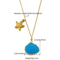 304 Stainless Steel 18K Gold Plated Casual Beach Starfish Shell Pendant Necklace sku image 2