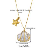 304 Stainless Steel 18K Gold Plated Casual Beach Starfish Shell Pendant Necklace sku image 3