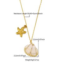 304 Stainless Steel 18K Gold Plated Casual Beach Starfish Shell Pendant Necklace sku image 4