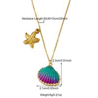 304 Stainless Steel 18K Gold Plated Casual Beach Starfish Shell Pendant Necklace sku image 5