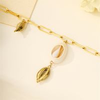 304 Stainless Steel 18K Gold Plated Casual Beach Conch Shell Pendant Necklace main image 3