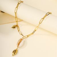 304 Stainless Steel 18K Gold Plated Casual Beach Conch Shell Pendant Necklace main image 6
