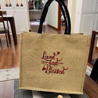 Women's Medium Fabric Letter Basic Classic Style Square Magnetic Buckle Tote Bag sku image 1