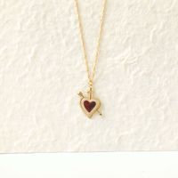 Copper 14K Gold Plated Hip-Hop Vintage Style Simple Style Inlay Heart Shape Arrow Zircon Pendant Necklace main image 6