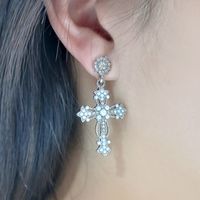 1 Pair Classical Baroque Style Cross Hollow Out Inlay Alloy Artificial Rhinestones Artificial Diamond Drop Earrings main image 7