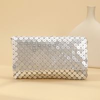 Aluminum Sheet Solid Color Sequins Evening Bags sku image 3