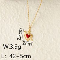 Copper 14K Gold Plated Hip-Hop Vintage Style Simple Style Inlay Heart Shape Arrow Zircon Pendant Necklace sku image 1