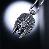 1 Piece 33*51mm 316 Stainless Steel  Skull Polished Pendant Chain main image 1