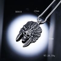 1 Piece 33*51mm 316 Stainless Steel  Skull Polished Pendant Chain main image 2