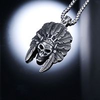 1 Piece 33*51mm 316 Stainless Steel  Skull Polished Pendant Chain main image 6