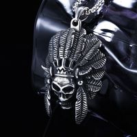 1 Piece 33*51mm 316 Stainless Steel  Skull Polished Pendant Chain main image 8