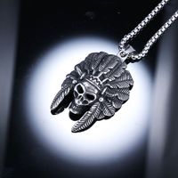 1 Piece 33*51mm 316 Stainless Steel  Skull Polished Pendant Chain main image 7