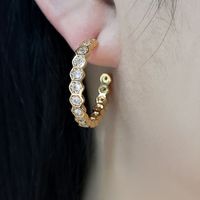 1 Pair Simple Style Classic Style Solid Color Plating Inlay Copper Zircon 18K Gold Plated Ear Studs main image 1