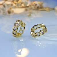 1 Pair Simple Style Classic Style Solid Color Plating Inlay Copper Zircon 18K Gold Plated Ear Studs main image 2