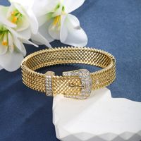 Exaggerated XUPING Geometric Copper Inlay Artificial Gemstones 18K Gold Plated Women's Bangle main image 7