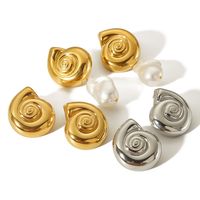 1 Pair IG Style Casual Spiral Polishing Pearl 304 Stainless Steel 18K Gold Plated Ear Studs main image 6