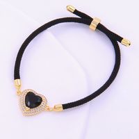 Casual Estilo Moderno Estilo Clásico Forma De Corazón Soga Cobre Embutido Circón Chapados en oro de 18k Unisexo Pulsera main image 5