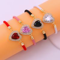 Casual Modern Style Classic Style Heart Shape Rope Copper Inlay Zircon 18K Gold Plated Unisex Bracelets sku image 5