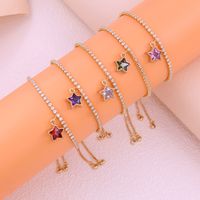Wholesale Casual Elegant Sweet Star Copper Inlay 18K Gold Plated Zircon Bracelets main image 1