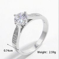 Sterling Silver White Gold Plated Romantic Shiny Plating Inlay Geometric Zircon Rings sku image 10