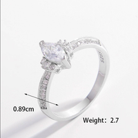Sterling Silver White Gold Plated Romantic Shiny Plating Inlay Geometric Zircon Rings sku image 7