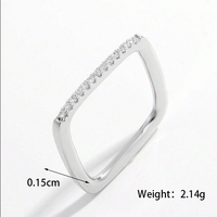 Sterling Silver White Gold Plated Romantic Shiny Plating Inlay Geometric Zircon Rings sku image 1
