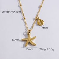 304 Stainless Steel 14K Gold Plated Marine Style Tropical Plating Starfish Shell Pendant Necklace sku image 2