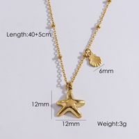 304 Stainless Steel 14K Gold Plated Marine Style Tropical Plating Starfish Shell Pendant Necklace sku image 1