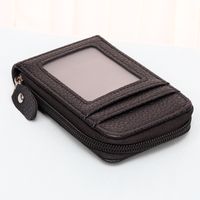 Unisex Solid Color Pu Leather Sewing Thread Zipper Card Holders sku image 1