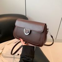 Women's Medium Pu Leather Solid Color Vintage Style Classic Style Flip Cover Crossbody Bag main image 5