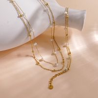 304 Stainless Steel 14K Gold Plated Elegant Simple Style Solid Color Bracelets Necklace main image 6